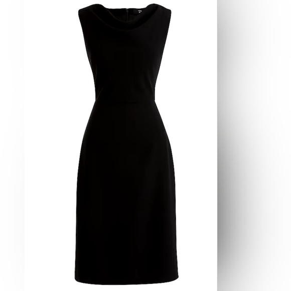 J. Crew Cowlneck Sheath Dress 365 Crepe Wool Sleeveless Black 14 Pencil Dress - Picture 10 of 11